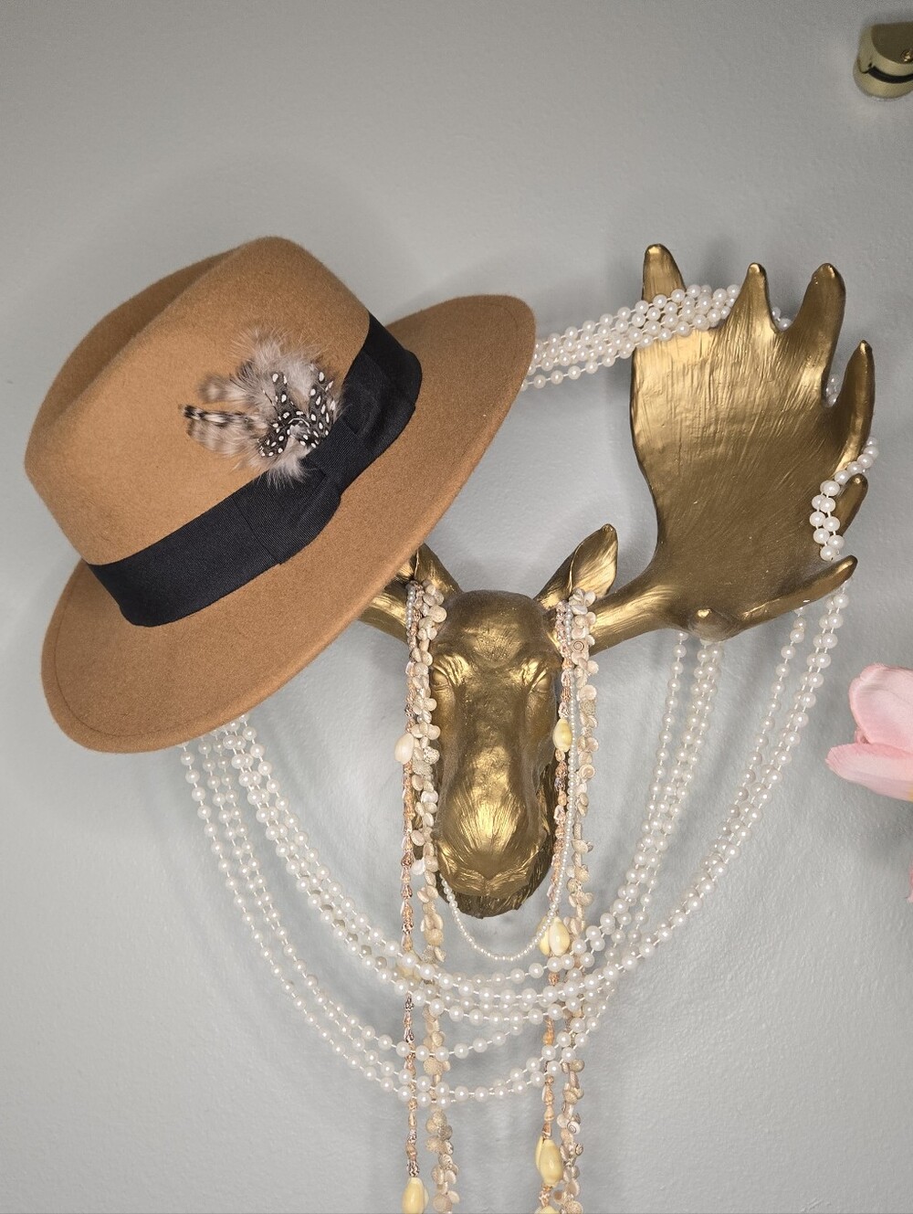 Scala Pronto Camel Felt Fedora with Black Band and Feather